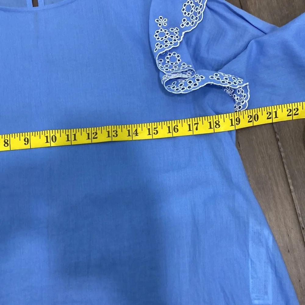 Zara blouse eyelet ruffle light‎ blue - Picture 10 of 10